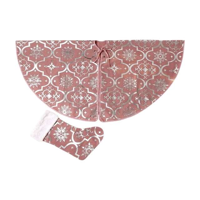 Jupe de Sapin de Noël Rouge Melon 35 Po Décoration de Dessous de Sapin de Noël pour Fête de Joyeux Noël Décoration de Sapin de Noël Livrée avec Chaussettes Ensemble Jupe de Sapin et Chaussettes
