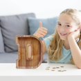 thumbnail image 2 of Wooden English Letter Savings Can with Transparent Glass Front for Coin Storage, 2 of 6