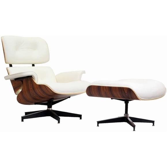 Nicer Furniture Modern Classic Leather Lounger with Ottoman