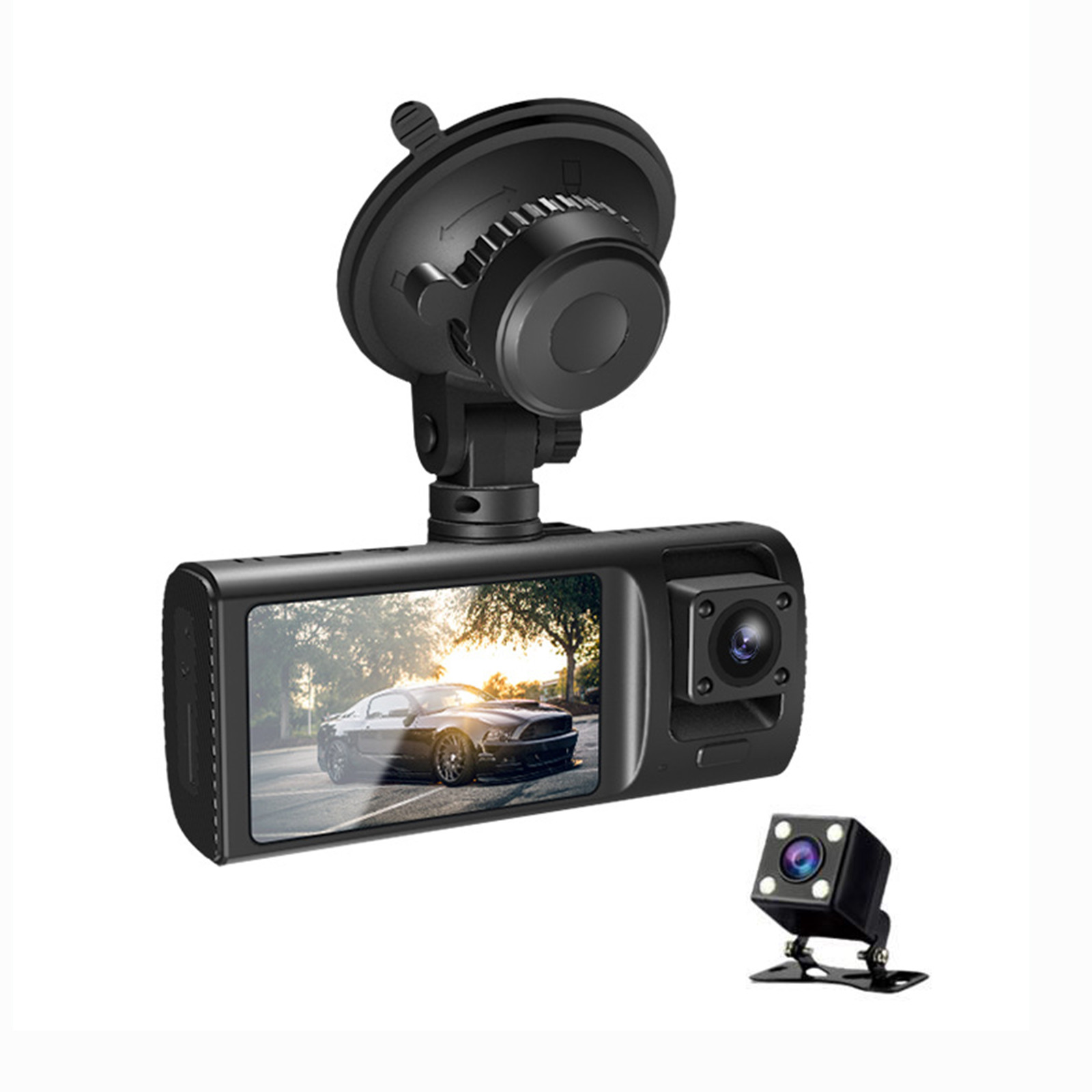 Kieccall WiFi Dash Cam 1080P FHD 3-Lens - Dashboard Car Camera With Night Vision, G-Sensor, Parking Monitor, Loop Recording & Reverse Images