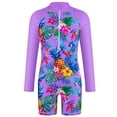thumbnail image 1 of Kid Girls Swimwear Rash Guard Ruffle Floral Pattern Sun Protection Long Sleeve Kids Bathing Suits 4-5Y, 1 of 4