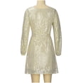 thumbnail image 2 of Robe à Manches Longues pour Femmes Mode pour Femmes Col Ras du Cou à Paillettes Robe Courte Unie à Manches Longues Robe de Soirée Robe Formelle, 2 of 9