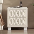 thumbnail image 2 of Euroco Velvet Nightstand with 2 Drawers and Crystal Handle, Storage Bedside Table with Button-Tufted, Beige, 2 of 9