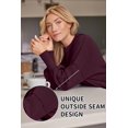 thumbnail image 4 of ORUYROP Women's Crewneck Batwing Long Sleeve Sweater 2023 Fall Oversized Ribbed Knit Side Slit Pullover Top, 4 of 7