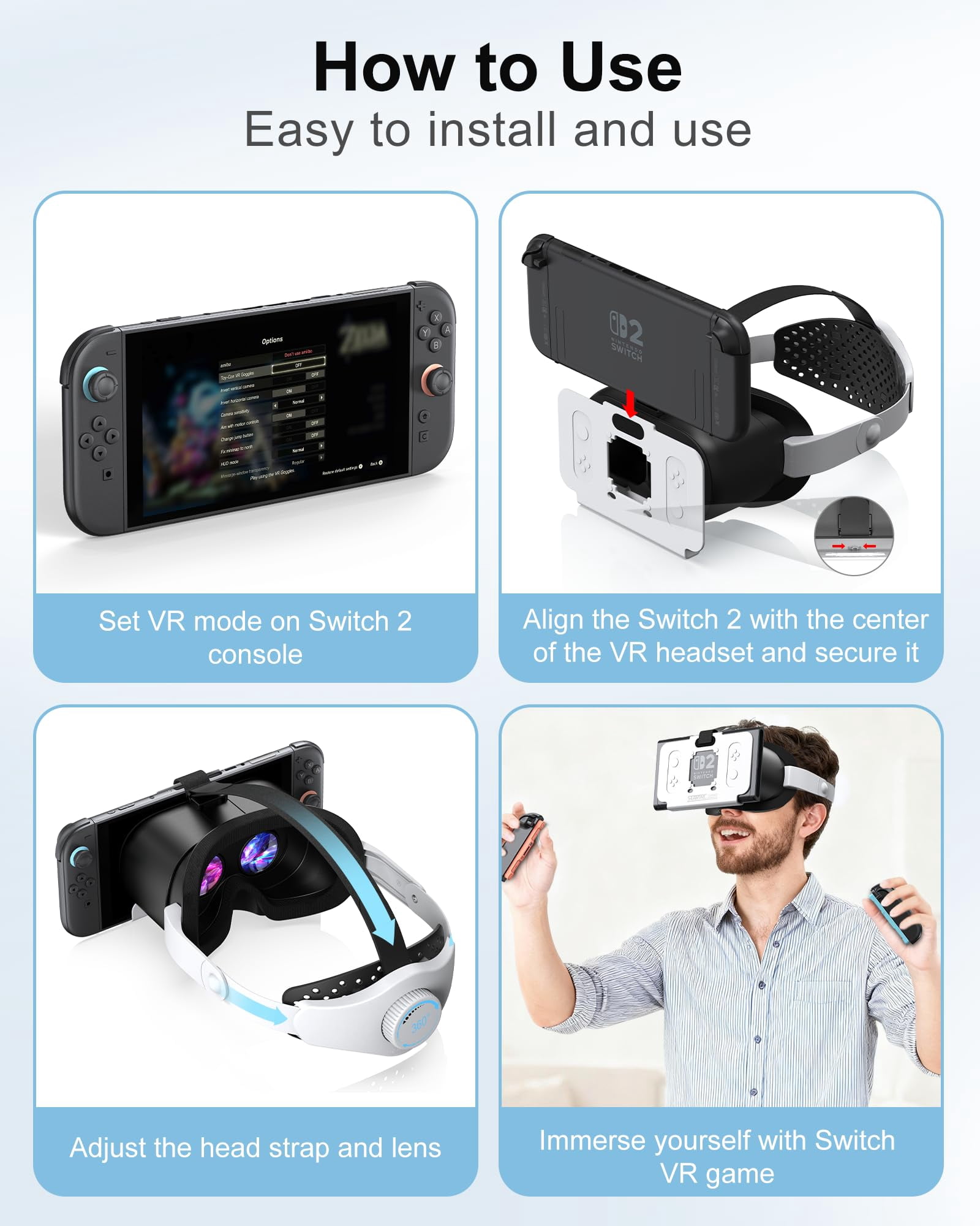 Upgraded VR Headset for Nintendo Switch 2 (2025), Switch 2 Virtual
