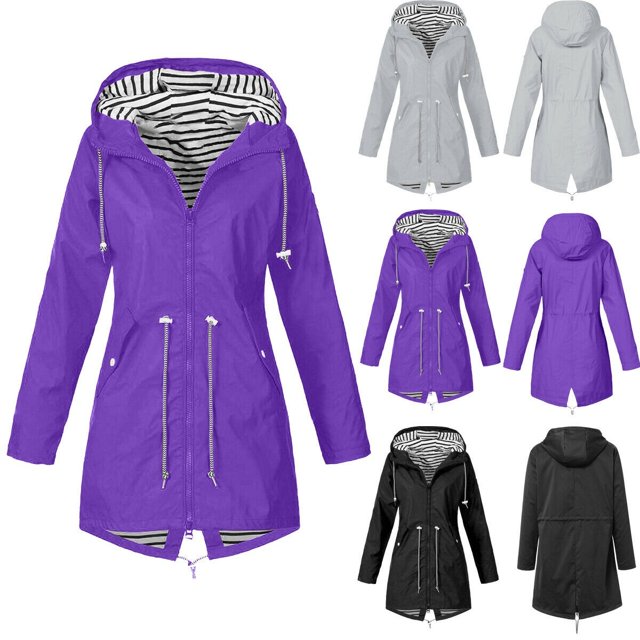 Veste Imperméable pour Femmes Manteau de Pluie à Capuche Manteau de Forêt