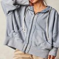 thumbnail image 2 of Vestes à Capuche Amples pour Femmes Couleur Unie Manches Longues Automne, 2 of 4