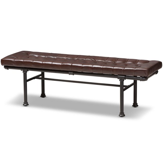 Baxton Studio Banquette en Faux Cuir Brun Foncé et Bronze Foncé