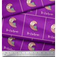 thumbnail image 3 of Soimoi Purple Silk Fabric Text & Owl Bird Print Fabric by the Yard 42 Inch Wide, 3 of 5