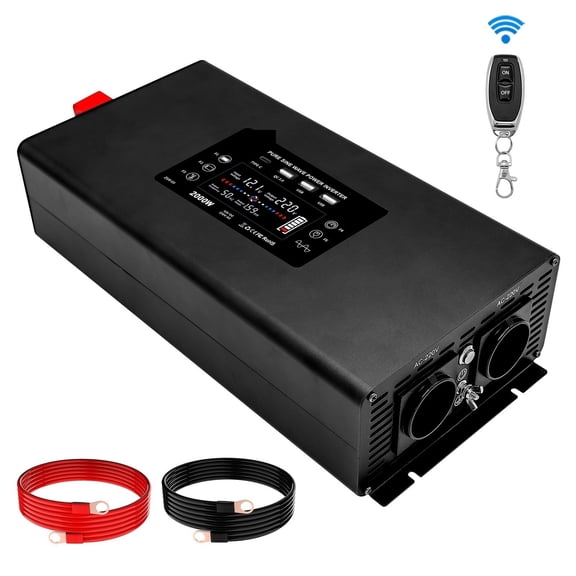 Onduleur à Onde Sinusoïdale Pure, Onduleur DC 12V 24V 36V 48V 60V vers AC 220V 230V avec Doubles Fiches, 4 Fiches USB, Grand Usage