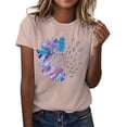 thumbnail image 1 of WEIYLL T-Shirts pour Femmes Imprimé Lettre Manches Courtes Col Rond Rose Clair Tailles G, 1 of 4