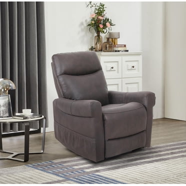 K-Living Cleo Power Lift Recliner Chair in Dark Brown Cowboy Fabric