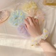 thumbnail image 2 of 6pcs Simple Hair Tie Elastic Scrunchie Daisy Pattern Mesh Hair Rope Ponytail Holder Women's Hair Accessories, 2 of 5