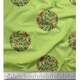 thumbnail image 1 of Soimoi Modal Satin Tissu Feuilles & Floral Bloc Tissu Imprimé 1 Yard 42 Inch Wide, 1 of 3