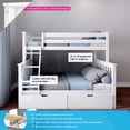 thumbnail image 2 of BEDSMART Solid Wood Twin Over Full Bunk Bed With Storage | White, 2 of 6