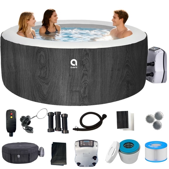 Avenli London Inflatable Hot Tub & Spa | 3-Person Outdoor Bubble Spa | 1380W Dual Heating | 530 GAL/HR Filter Pump | Relaxing Air Jet Whirlpool | Fast Heating | Digital Control | Lockable Cover