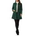 thumbnail image 2 of INSPIRE CHIC Manteau Mi-Long à Simple Boutonnage pour Femme à Col Peter Pan Vert Foncé TP, 2 of 5