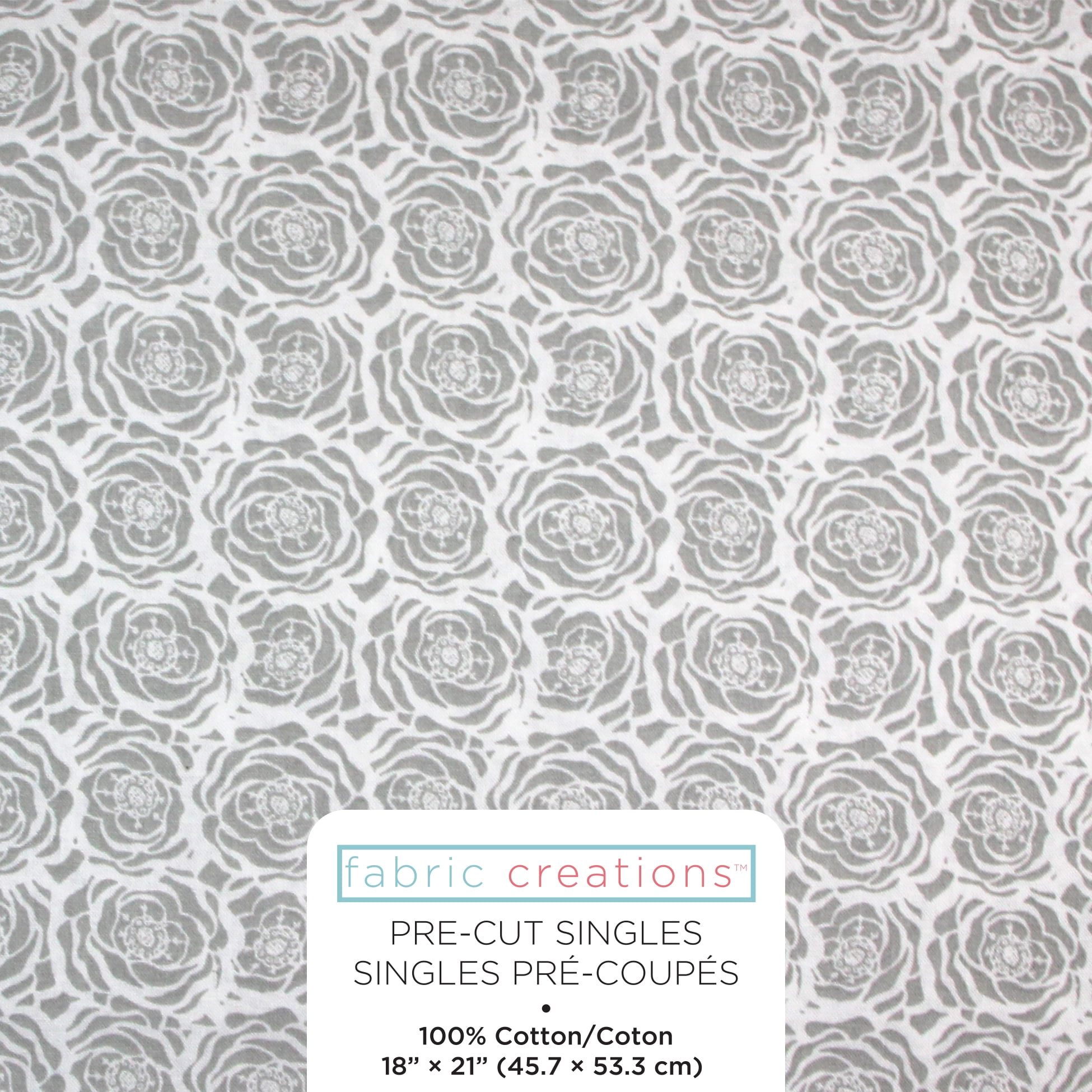 FABRIC CREATIONS fat quarter en coton 45 × 53 cm (18 × 21 in) gris Floral, 18x21