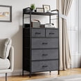 thumbnail image 1 of 5-Drawer Fabric Dresser Tower: Vertical Storage Organizer for Bedroom, Closet, Hallway & Living Room (Grey), 1 of 8
