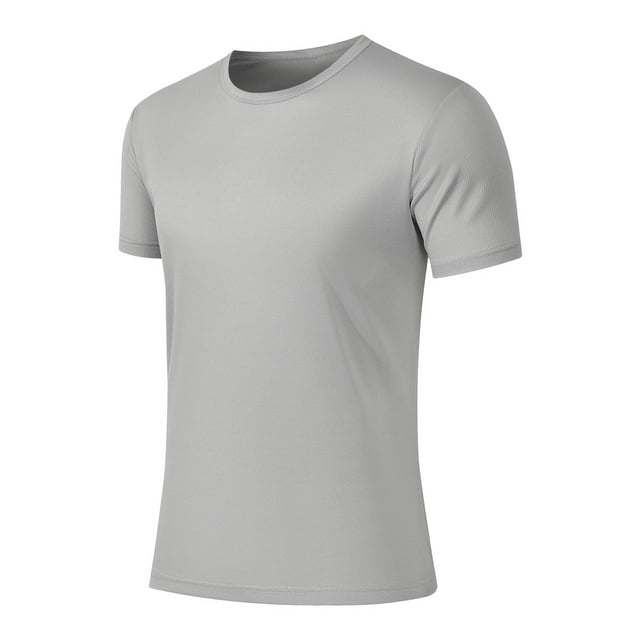Pisexur T Shirts for Man , Hommes Mode Décontractée Couleur Unie Col Rond Course Exercice et Entraînement Physique Manches Courtes Haut Gris,P Chemises de Golf Hommes & Chemises Hommes