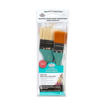 Royal & Langnickel - Flat All Media Painting Gold Taklon and Natural Bristle Art Brushes 2 pieces