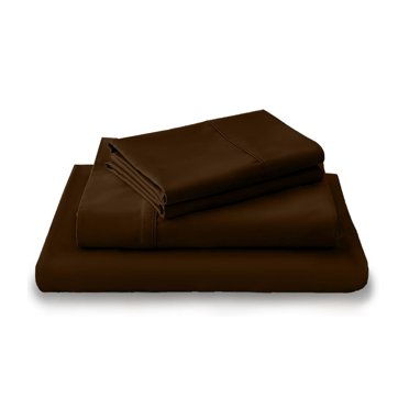 LuckShree Ensemble de Draps 4 Pcs Taille Grand - Coton Giza 800 Tc Poches Profondes 12 Pouces - Couleur Chocolat
