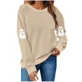 thumbnail image 1 of NMMUED Chandail d'Halloween pour Femmes Chandails d'Automne pour Femmes Chandail Squelette d'Halloween Chandails d'Automne pour Femmes Mignons Chandails d'Halloween pour Femmes Chandails à Col Rond pour Femmes, Kaki P, 1 of 6