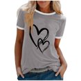 thumbnail image 2 of SMihono Hauts pour Femmes Été Décontracté Mode Féminine Décontracté Imprimé Col Rond Ample Manches Courtes T-shirt Chandail Oversize T-shirt pour Femmes 2023, 2 of 4