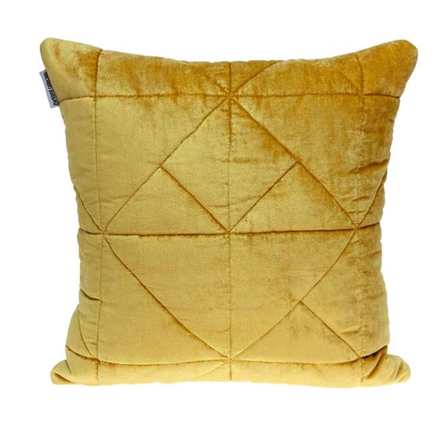 HomeRoots 402899 Yellow Chunky Geo Stitched Velvet Decorative Throw Pillow