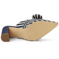 thumbnail image 5 of BLISSFUL STEP Women's Stripe Bow Block Heel Slides Mules, 5 of 5