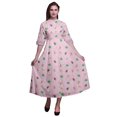 thumbnail image 1 of Bimba Leaves Ladies Button Down Print Dress A-Line Cocktail Party Shirt Dress-Small, 1 of 5