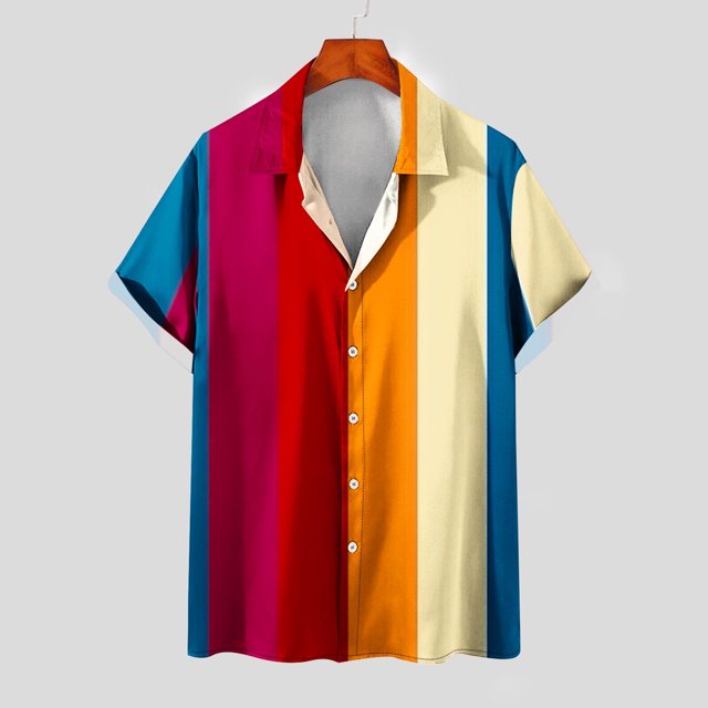 Chemises pour Hommes Mode Hommes Confortable Imprimé Manches Courtes Col Rabattu Blouse Chemise