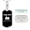 thumbnail image 2 of I Found Jesus Christian Stainless Steel or 18k Gold Premium Swivel Dog Tag Keychain, 2 of 8