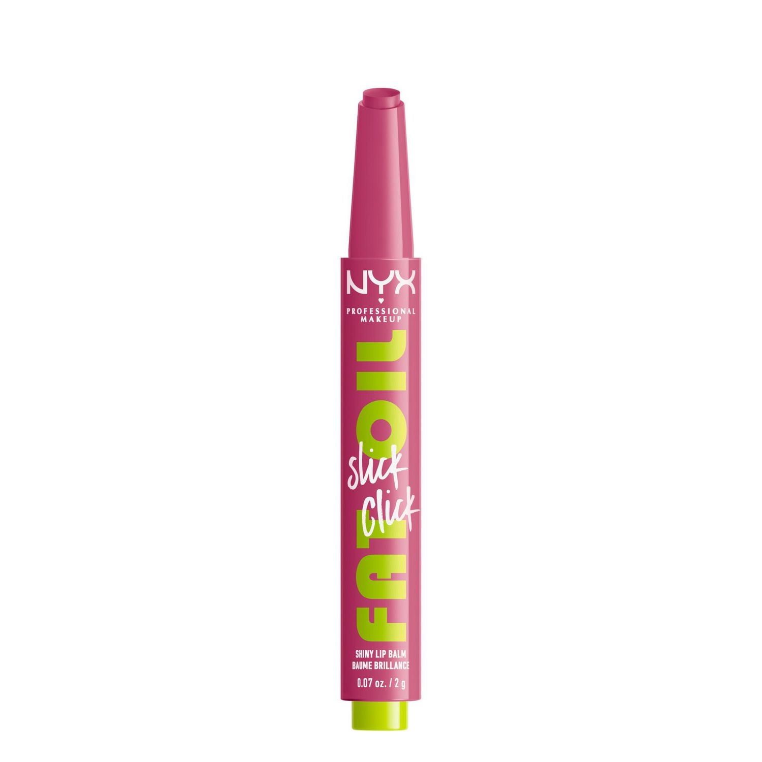 NYX PROFESSIONAL MAKEUP, Fat Oil Slick Click, Balm in a stick, Infused with nourishing oils, High shine finish - Double Tap (Raspberry Pink)
