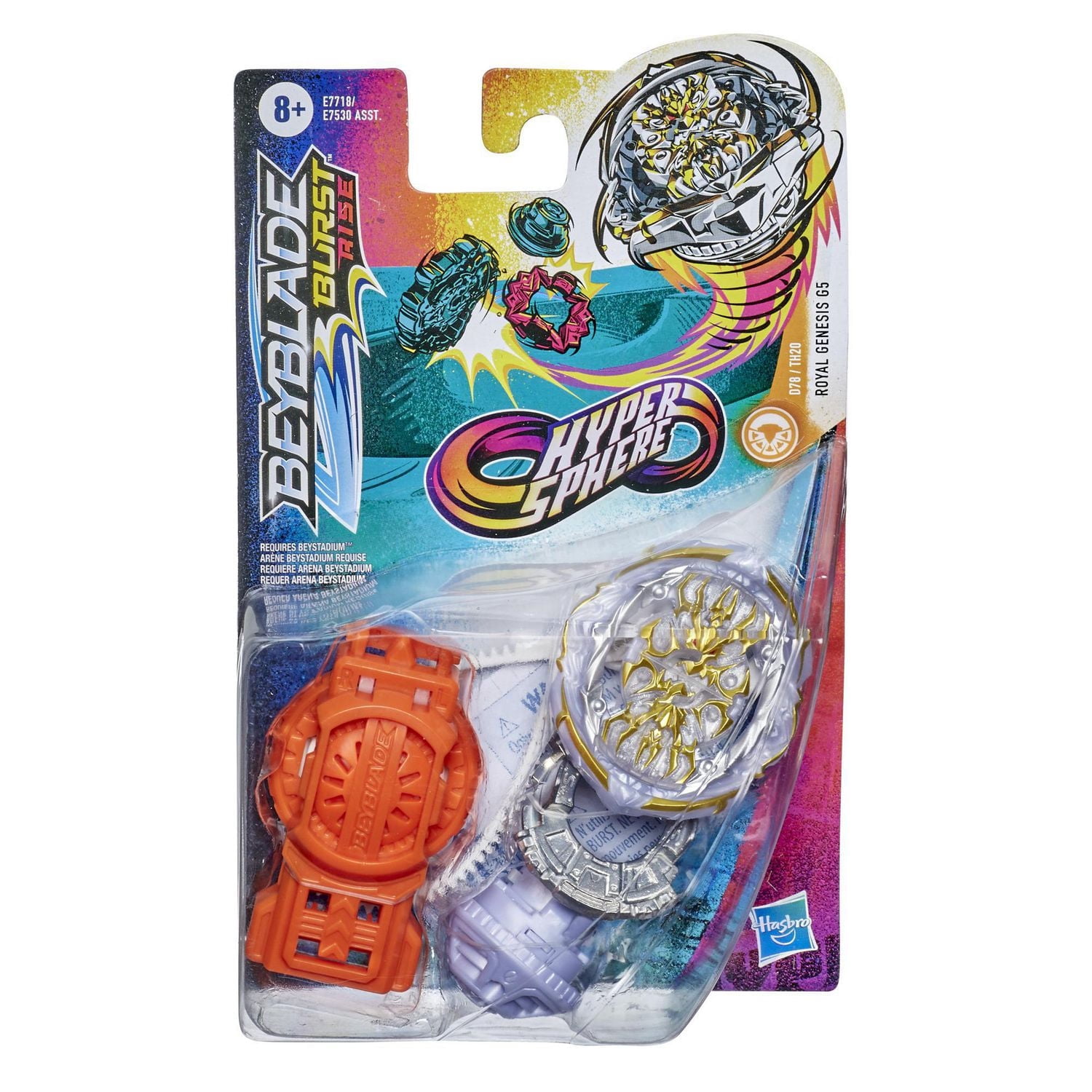Beyblade Burst Rise Hypersphere, Kit de départ Royal Genesis G5, toupie type endurance, lanceur à rotation droite/gauche, à partir de 8 ans