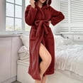 thumbnail image 2 of Timegard Robe de Nuit pour Femmes en Molleton Mi-Longue avec Capuche Ceinture Tenue d'Intérieur Automne Hiver Chaude Confortable Peignoir, 2 of 8
