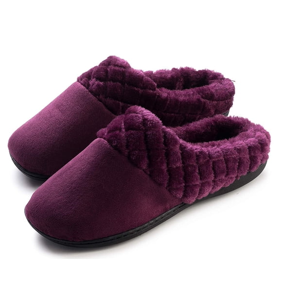 Joan Vass Womens Suede Clog Slippers With Diamond Plush Fur Trim (X-Large/10.5-11, Blue)