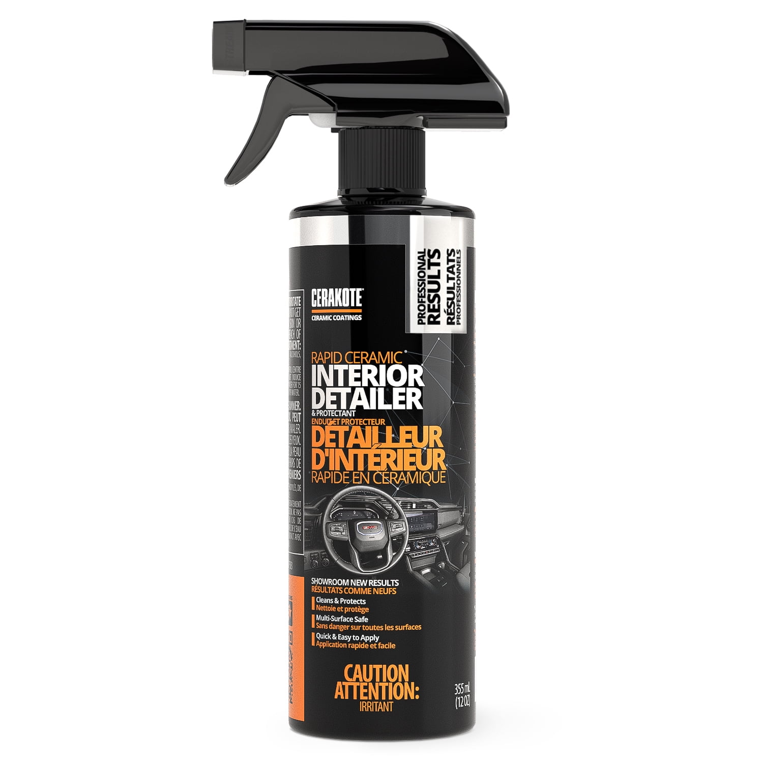 CERAKOTE® Nettoyant et Protecteur Intérieur Céramique Rapide (14 oz liq.) – Rapide et facile – Compatible avec plusieurs surfaces – Vaporisateur nettoyant pour intérieur de voiture – Sèche au toucher