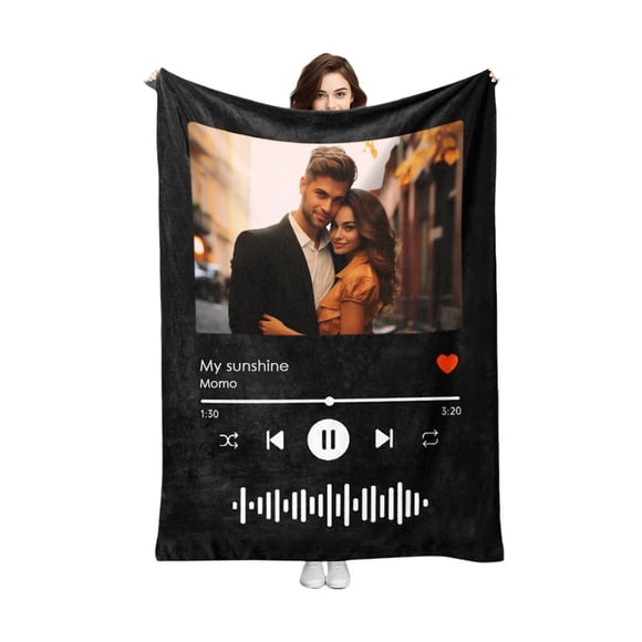 Personalized Music Blanket Customized Blanket for Couples With Photos Birt H9D1