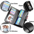 thumbnail image 4 of Wallet Leather Ladies Protection Ladies Wallet Large Many Compartments, Wallets Women Large Leather With Many Card Slots And Zipper Gold Purses Ladies Long Xxl (Black), 4 of 7