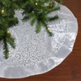 thumbnail image 2 of Northlight 48" Silver Metallic Filigree Christmas Tree Skirt with Sateen Bows, 2 of 3
