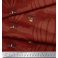 thumbnail image 2 of Soimoi Red Rayon Fabric Architectural Structure & Hot Air Balloon Holiday Print Fabric by the Yard 56 Inch Wide, 2 of 3