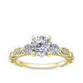 thumbnail image 1 of 0.80 Carat Excellent Round Cut Real Diamond New Design Solitaire with Accents Ring for Wedding and Engagement Solid 14K Yellow Gold Size 11, 1 of 5
