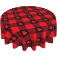 thumbnail image 1 of Valentines Tablecloth 60 Inch Round Plaid Table Cloth Valentine''s Day Decorations Tablecloth Red Love Heart Table Cover Washable Polyester Tablecloth for Party Holiday Kitchen Dining Room Decor, 1 of 5
