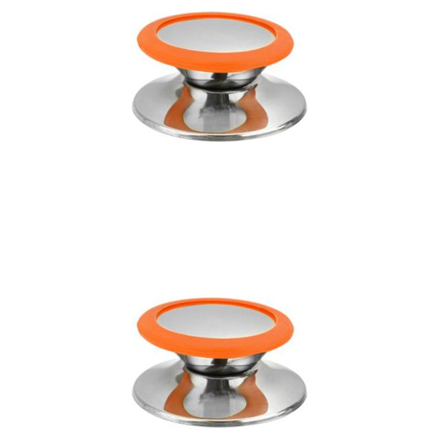 kurtrusly Stainless Steel Anti-scald Pot Cover Knob Replacement Household Kitchen Pan Lid Handle Upgrade Modified Accessories Orange Large 2Set