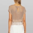 thumbnail image 4 of Prix Réduit, Blouse Décontractée à Franges pour Femme à Manches Courtes, Coupe Ample, Col Rond, Tunique à Découpes pour l'Été, Confortable et Soutenante/acrylique, Kaki, Sopatenor, 4 of 7