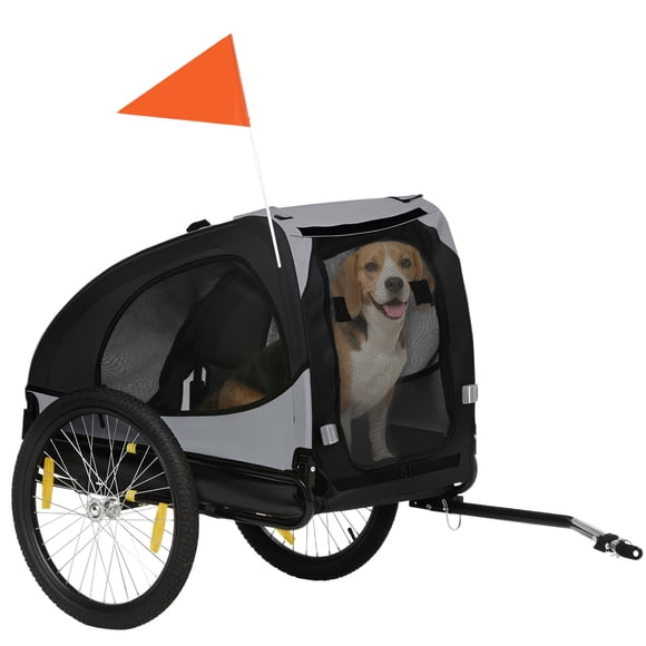 Aosom Remorque de Vélo pour Chien avec Attelage, Roues pour Chiens Moyens, Noir