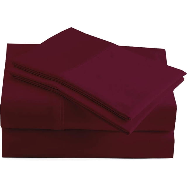 600 Thread Count 4 Piece Sheet Set 15 Inch Deep Pocket 100% Egyptian Cotton Color Burundy Solid Size California King