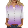 thumbnail image 1 of cfhntfmh 3/4 Length Sleeve Womens Tops Fashion V Neck Loose Printed Cardigans Lounge Buttons down Blouses, 1 of 5