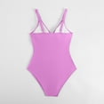 thumbnail image 4 of UPPADA Women's V-Neck One Piece Swimsuit Ruched Tummy Control Bathing Suit One Piece Cute Solid Color Swimsuit Casual Basic Shoulder Straps Swimwear Clearance Purple,Xxl, 4 of 8